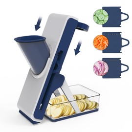 Mandoline Slicer, Potato Slicer Mandoline Slicer for Kitchen, Vegetable Food Slicer & Chopper, Cucumber Slicer, Detachable Easy to Clean Kitchen Chopping Artifact (White Blue)