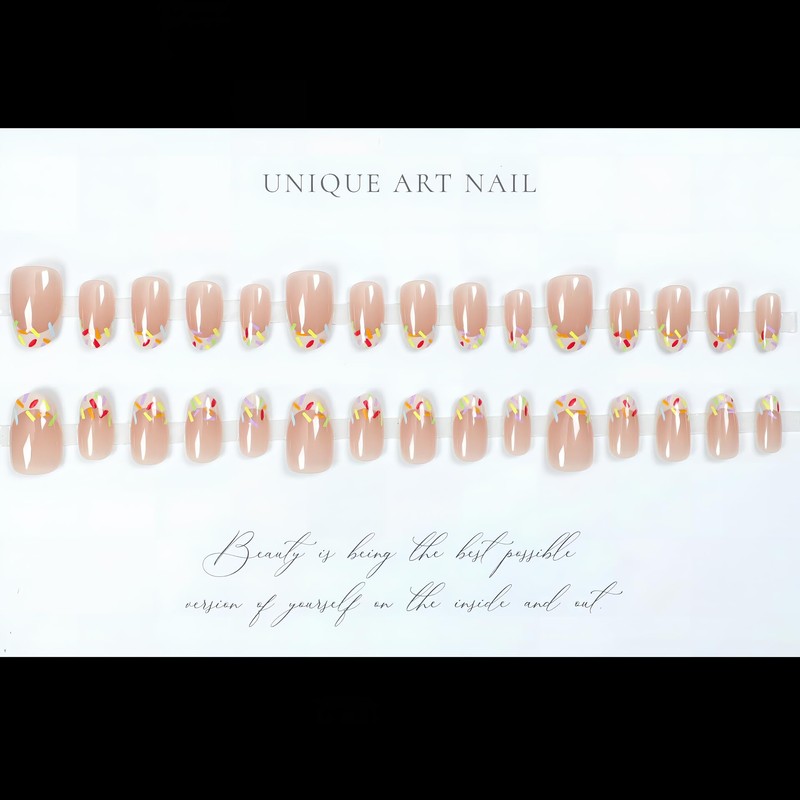 [NEURAD]ネイルチップ 30枚入パステルカラー ニューフレンチ付け爪 夏向けショートネイル 人気 和風 かわいい 成人式 入学式 卒業式