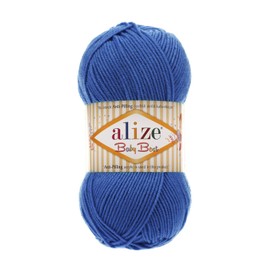 Alize Baby Best Soft Baby Yarn, Worsted Yarn 90% Anti-Pilling Acrylic 10% Bamboo, Lot of 4. Each Skein 3.5 oz (100 g) 262 Yards (240 m) (141 - saks Blue)