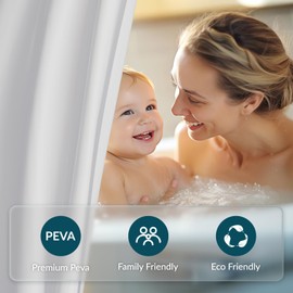Titanker White Shower Curtain Liner 72 x 84 Extra Long Shower Liner Plastic Washable Shower Curtain Liner PEVA Shower Curtains for Bathroom with Magnets and Rustproof Metal Grommet Holes