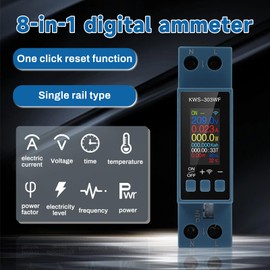 8 in 1 40 A Smart Meter WiFi 230 V AC Wifi AC Meter Surge Protection Surge Protector with Overvoltage Overtemperature Overcurrent and Mains Failure Protection (KWS-303 Blue)