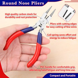 GOLD DEER Round Nose Pliers with Cutter - Micro Round & Miniature Pliers for Jewelry Making, Repair, Wire Wrapping & Beading