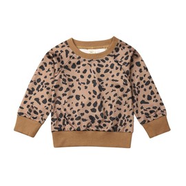 Hnyenmcko Toddler Infant Baby Boy Girl Sweatshirt Letter Print Long Sleeve Pullover Top Casual Sweater Fall Winter Clothes (Leopard, 0-6 Months)