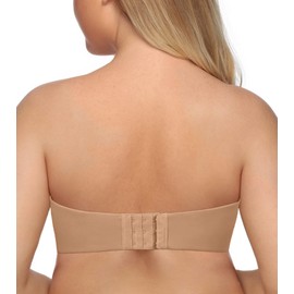 DotVol Women's Large Sizes Underwired Unpadded Bandeau Strapless Multiway Bra, Pecan nut.