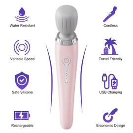 Handheld Massager, Cordless Electric Back Massager, Portable 5 Speeds Deep Tissue Massage for Relaxation, Sports Recovery, Pain Relief, Back, Leg, Shoulder, Waist, Neck, Gifts for Men Women-Pink