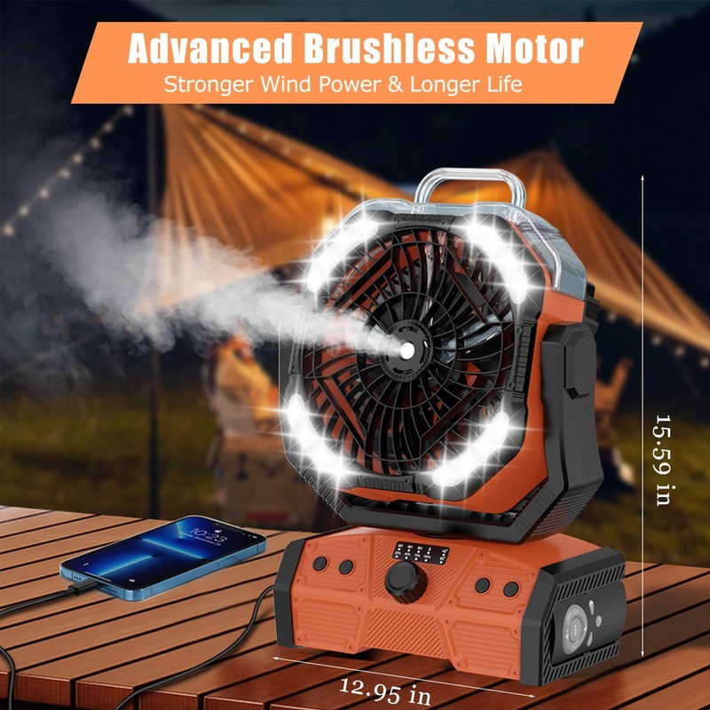 Bokynu 30000mAh Portable Misting Fan for Camping & Outdoors -
