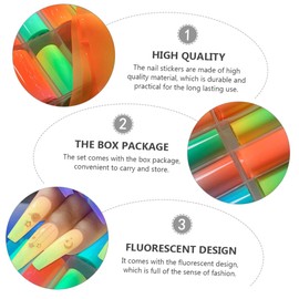 Baluue 3 Boxes Nails Art Decor Fluorescent Fingernails Manicure Decals Nail Stickers for Boys and Girls Adults DIY Sticker Set