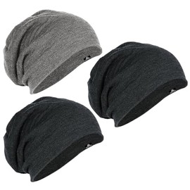 Joe's USA Koloa Surf Slouchy Beanie - 3PACK - 1ct Light Grey and 2ct Charcoal Heather