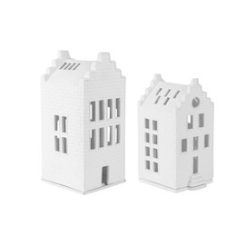 Räder Porcelain Village House Set - Brick Houses with Stepped Gable Roof - 2 Pieces