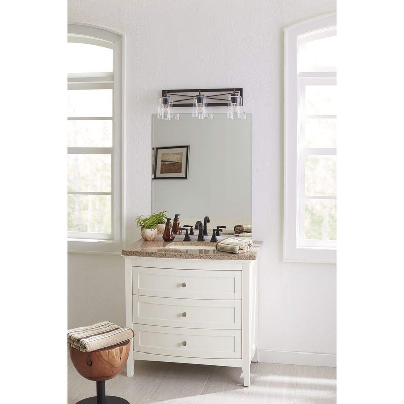 Progress Lighting Briarwood Collection 3-Light Clear Glass Coastal Bath Vanity