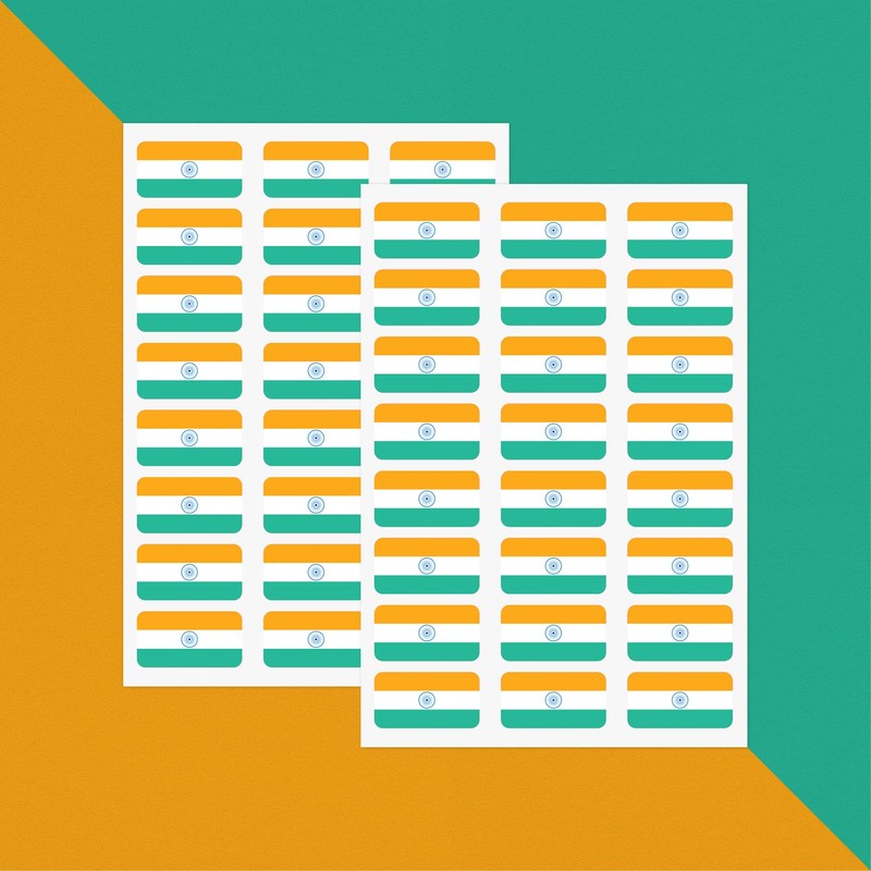 PAPERZIP - India Flags – 48 Stickers for Business, Schools,