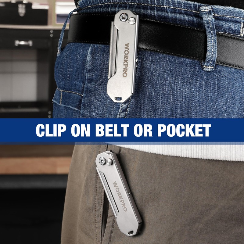 WORKPRO 2PCS EDC Folding Utility Knife, Mini Box Cutter with