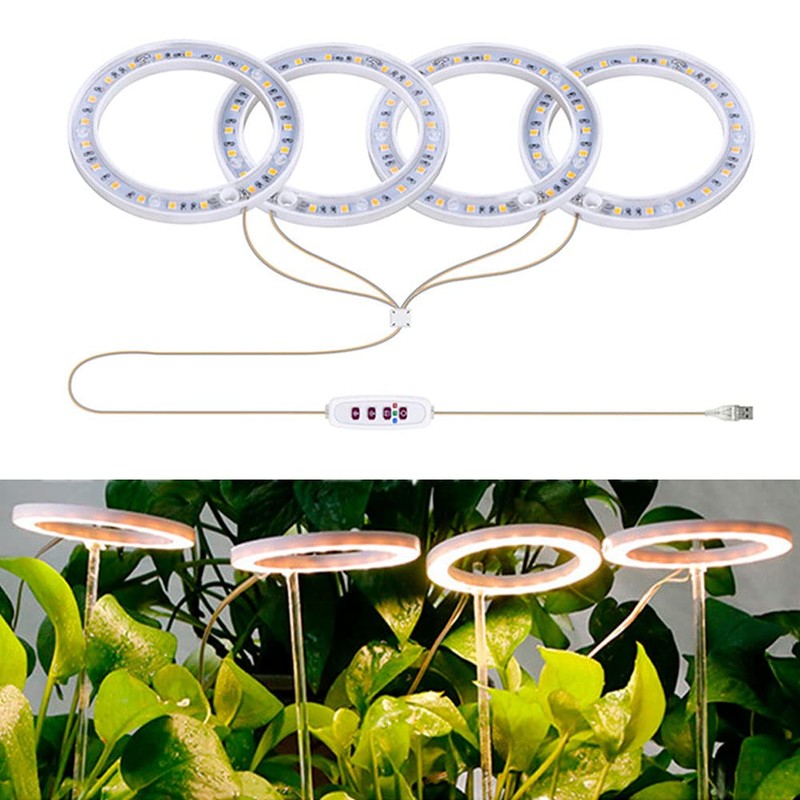 GEZICHTA LED Grow Lights, USB Angel Ring Lamp for Succulents,