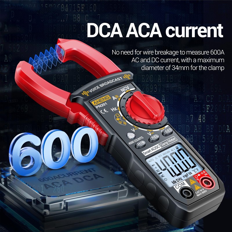 PN201 Voice Meters Digital Clamp Meter Multimeter Tester 4000 Counts