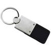 ZDX Key Ring Black and Chrome Leather Rectangular Keychain