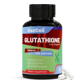 EAZGOO EAZGOO Glutathione Supplement 1000mg Antioxidant Supplement - Premium Vegan Formula for Immune Support, Skin Brightening & Liver Detox C Allergen-Free, Non-GMO, Effective Wellness Boost (60 Capsules)