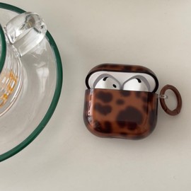 aaknhen Tortoiseshell Case for AirPods 4th Generation 2024 Cute Leopard Cheetah Print Protective Case with Cartoon Keychain Ring for Girls Women Brown Tort(Airpods 4,Ring)