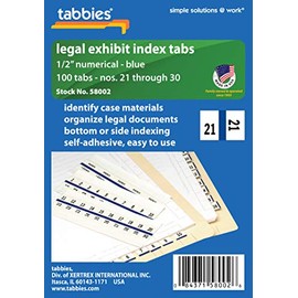 tabbies Legal Index Divider Tabs (TAB58002), White