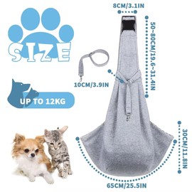 ACTOYS Shoulder Bag for Pets, Adjustable Pet Sling for Dogs, Reversible Small Dog Carrier up to 7 kg, Dog Carry Bag for Walks and Outdoor Activities (Grey)