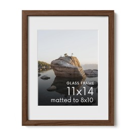 HAUS AND HUES 11x14 Picture Frame with Real Glass & Walnut American Oak Matted to 8x10 - Oak 11x14 Picture Frame Wood - Includes Vertical & Horizontal Hang - Ideal for Home, Office (11x14 in, Walnut)