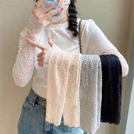 Women's Summer Driving Cool Arm Sleeves - UV Protection Ice Lace, Free Size Sleeve - Black 10ea