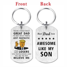 Mataly Dad Birthday Gifts from Son - Dad Keychain from Son, Funny Best Dad Ever Gifts, Trump Dad Gifts for Birthday Christmas