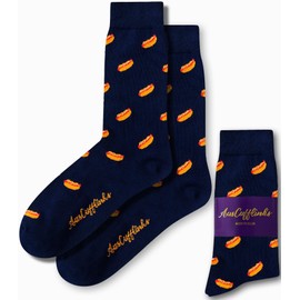AUSCUFFLINKS Hot Dogs for Men Socks Sausages Hot Sausage Dog Sock for Him | New York Hotdog | Present for Work Colleague | Bday Gift for Guys (Hot Dog)