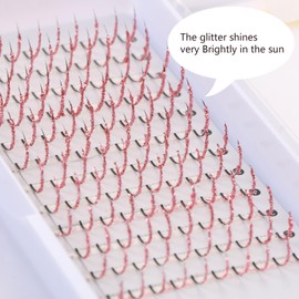 Glitter Lash Extensions, UHOMENY False Lashes for Eyelash Extensions D Curl Cosplay Eye Lashes Single Lash Spike Eyelash Extension Party Makeup Eyelashes, Mix 11-16mm (pink)