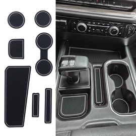 TOPINSTALL Gray 7PCS Console Liners Compatible with 2023-2026 Chevy Silverado/GMC Sierra 1500 & 2022 Refreshed 1500 Models, Premium Rubber Non-Slip Cup Holder Mats（Full Console w/Bucket Seats ONLY）