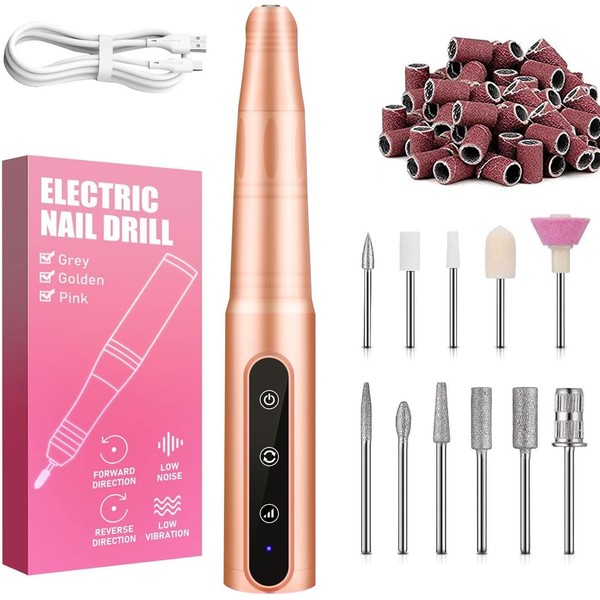 Professional Nail Grinder 35000RPM Electric Nail File Cordless with LED