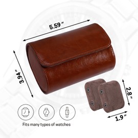 IKEPOD 2 Watch Travel Case, Leather Watch Roll Organizer, Portable Watch Box for Storage or Display, Jewelry Gift Box for Men Women Birthday Anniversary Christmas