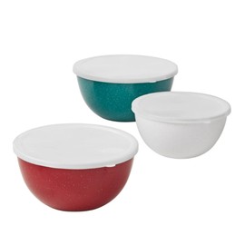 Enamel on Steel Mixing Bowls with Lids, 6-Piece