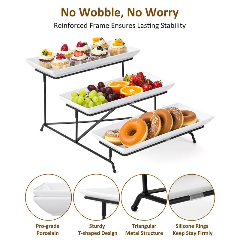 Yedio 3 Tier Serving Tray Set 14 Inch Porcelain Tiered