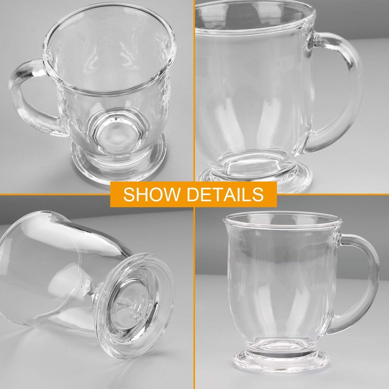 Accguan 15oz/450ml Glass Coffee Mugs with Handles Set of 6