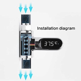 Termómetro de ducha con pantalla LED digital para bebé, termómetro de agua de baño Fahrenheit Celsius, pantalla giratoria de 360° para baño, cocina u hogar (plata)