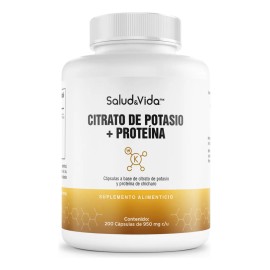 Citrato de Potasio 518 mg (200 mg de Potasio Elemental) - Uno al día - 200 Cápsulas - S&V - Sin Gluten y Sin OMG.