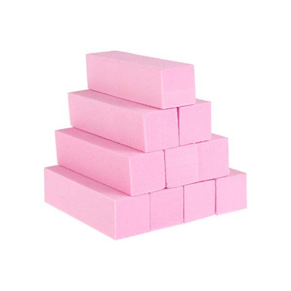 upain 10pcs Nail Buffer Block for Gel Natural Acrylic Nails, Professional Nail Sanding Blocks 120 Grit Salon Nail File Sanding Blocks Nail Manicure Care Kit(Pink)