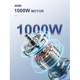 5-in-1 Hand Immersion Blender, 1000W Handheld, Copper Motor Stainless Steel Blade Stick, Mixing Beaker, Food Processor, Whisk, Milk Frother for Smoothies Puree Baby Food (Black)