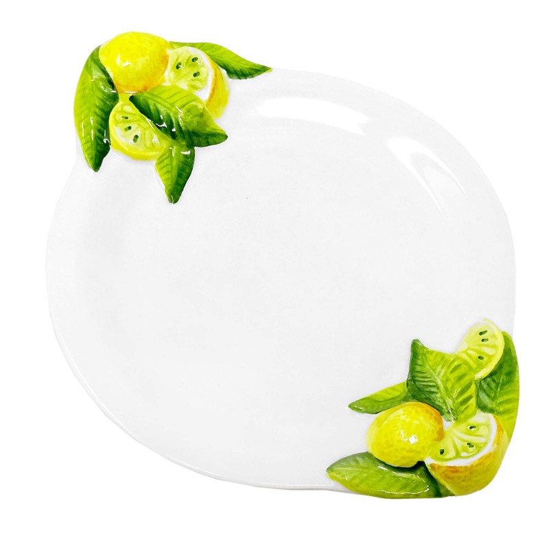 Lashuma Handmade Round Breakfast Plate Italian Ceramic Lemon Design Dinner