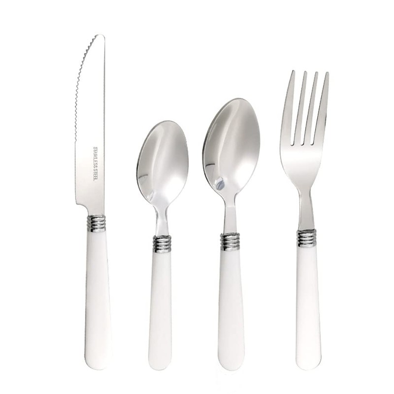 White Silverware Set for 6 Durable Stainless Steel Flatware Set