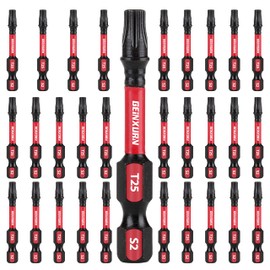 GEINXURN 30 Pieces T25 2 In. Impact Tough Magnetic #25 Torx Head Power Bits, S2 Alloy Steel T25 Screwdriver Bits Set