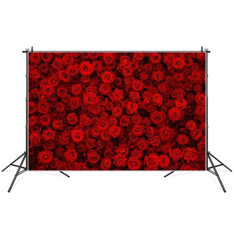 7x5ft Red Rose Floral Backdrop Rose Flowers Wall Background for