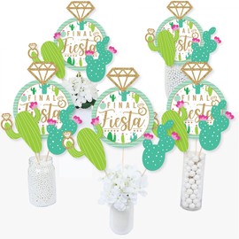 Big Dot of Happiness Final Fiesta - Last Fiesta Bachelorette Party Centerpiece Sticks - Table Toppers - Set of 15