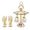 6Pcs Chinese Chalice Retro Style Zinc Alloy Glass Embossed Flower