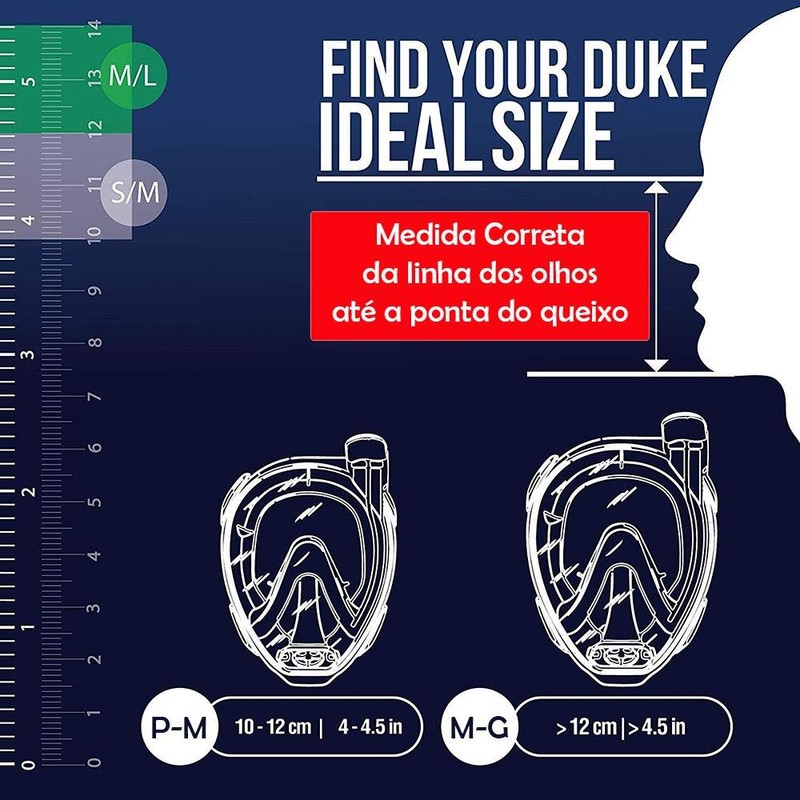 Cressi Duke Adults Full Snorkelling Mask, blue, m/l