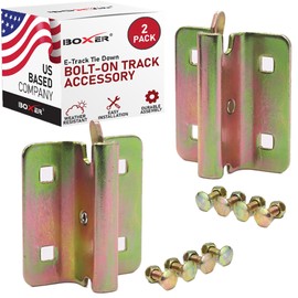 Boxer Bolt-On E-Track Fitting Accessory 2 Pack Heavy Duty E Track Fitting Yellow Chrome Scratch Resistant DIY Track Organizer for Vans, Trucks, Trailers, Garage