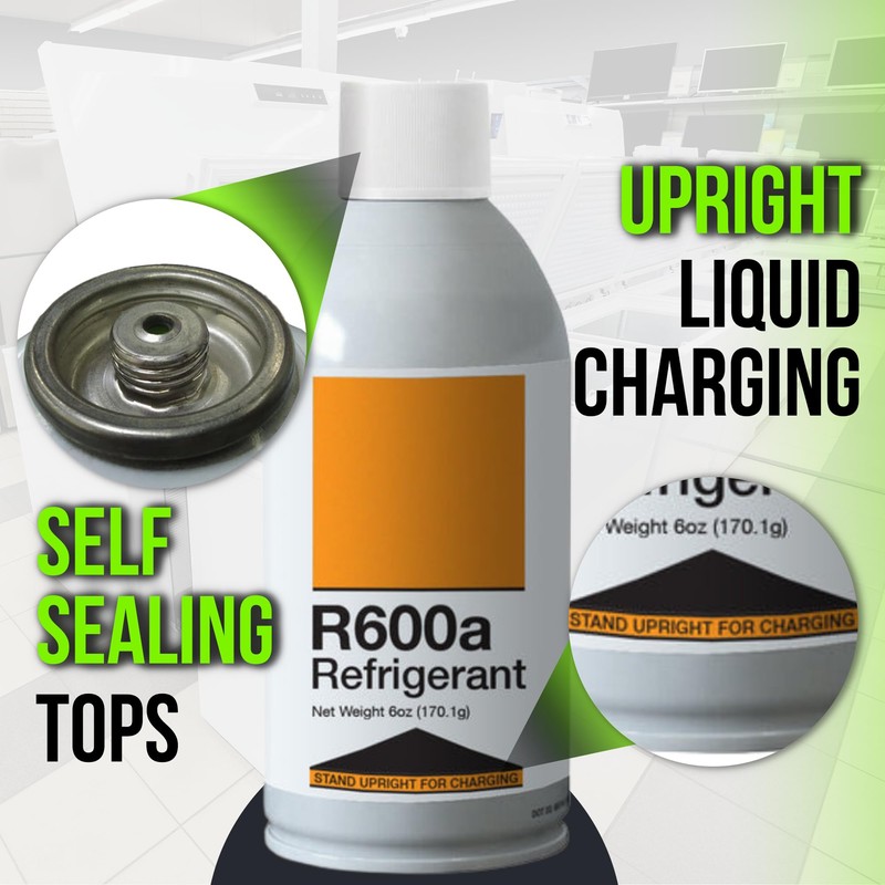 Leak Saver R600a Refrigerant - Upright Charging Self Sealing Can