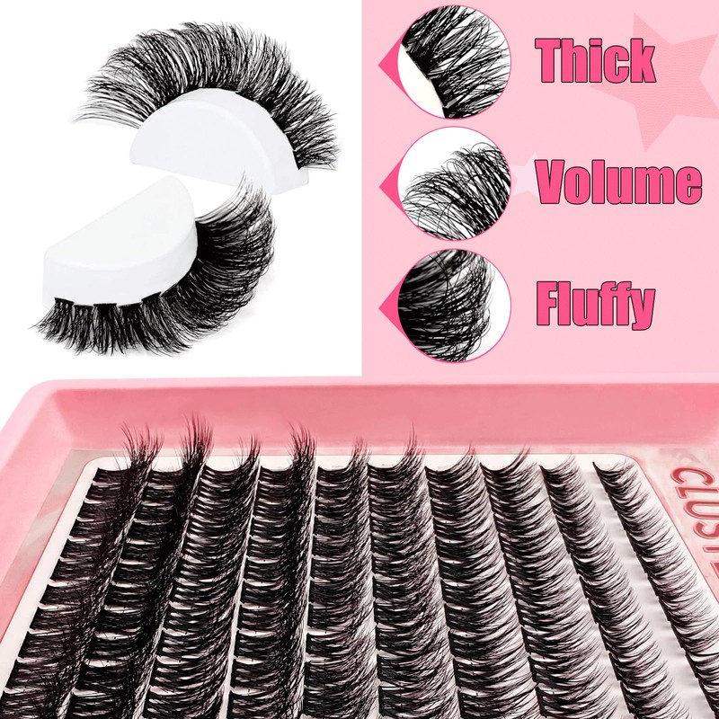 DIY Eyelash Extensions Set, Fluffy Volume Eyelashes, Individual False Eyelash