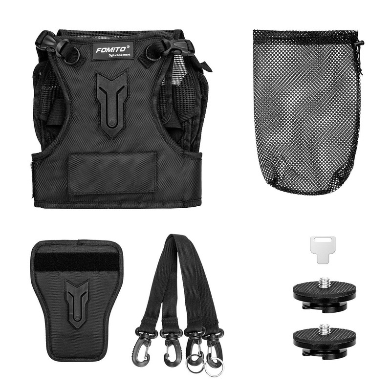 FOMITO Multi Double Camera Dual Carrying Photographer Vest with Side