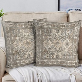 HZYKDWD Boho Throw Pillow Covers 65x65 cm Set of 2,Boho Vintage Carpet Pattern Antique Ethnic Decor Double Sided Pattern Cushion Cover Soft Pillow Case Living Sofa Room Bed Square Pillow Cover